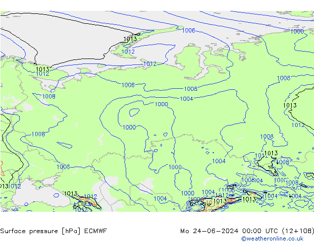 Bodendruck ECMWF Mo 24.06.2024 00 UTC
