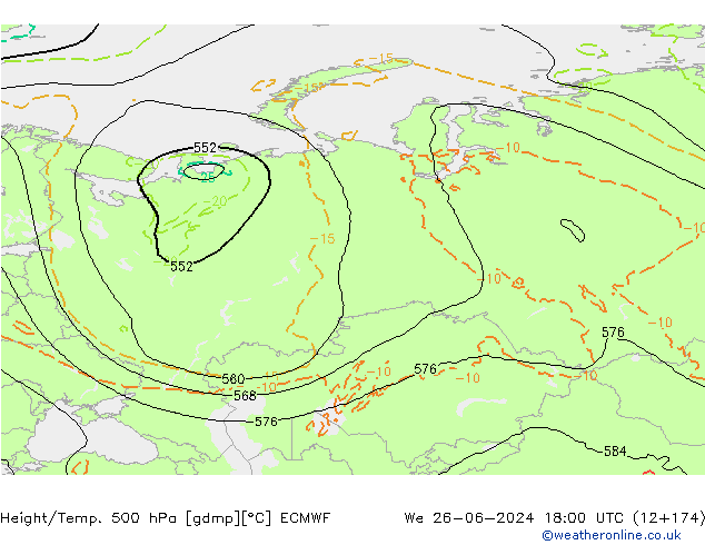 Z500/Rain (+SLP)/Z850 ECMWF We 26.06.2024 18 UTC