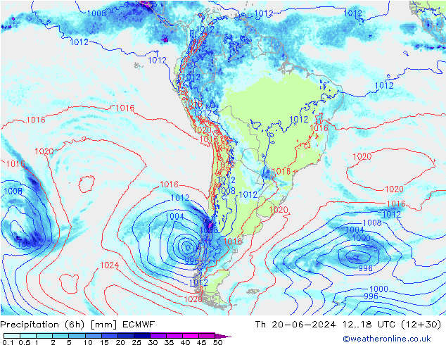 Z500/Rain (+SLP)/Z850 ECMWF Čt 20.06.2024 18 UTC