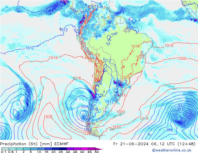 Z500/Rain (+SLP)/Z850 ECMWF Fr 21.06.2024 12 UTC