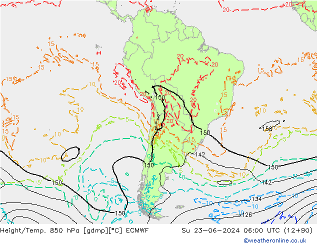 Z500/Rain (+SLP)/Z850 ECMWF Dom 23.06.2024 06 UTC