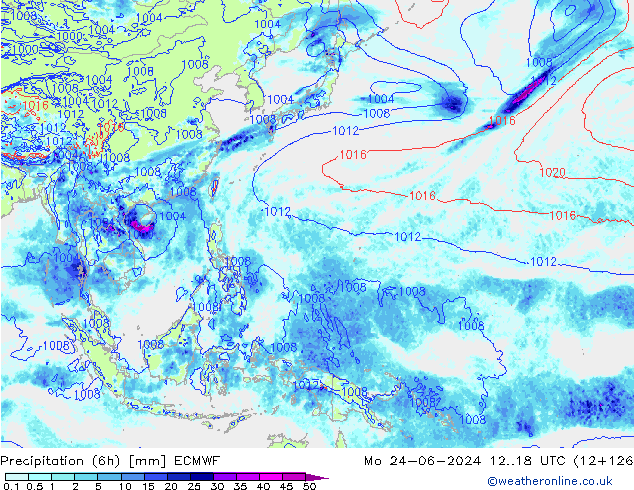 Z500/Rain (+SLP)/Z850 ECMWF lun 24.06.2024 18 UTC