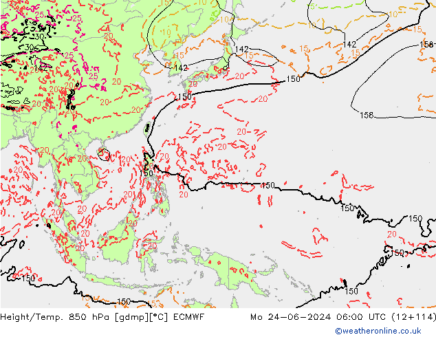 Z500/Rain (+SLP)/Z850 ECMWF пн 24.06.2024 06 UTC