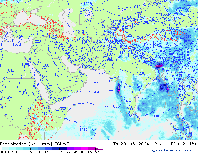 Z500/Rain (+SLP)/Z850 ECMWF чт 20.06.2024 06 UTC