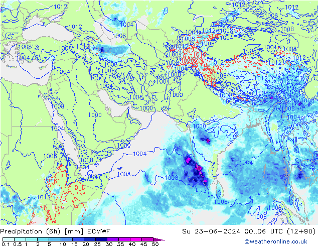 Z500/Rain (+SLP)/Z850 ECMWF Dom 23.06.2024 06 UTC