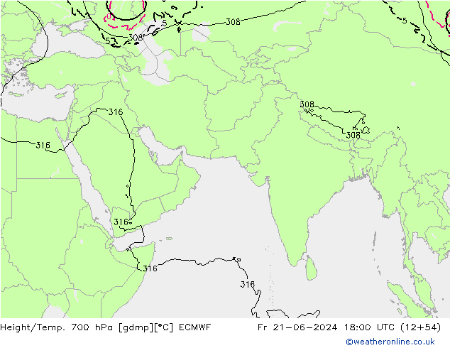 Yükseklik/Sıc. 700 hPa ECMWF Cu 21.06.2024 18 UTC