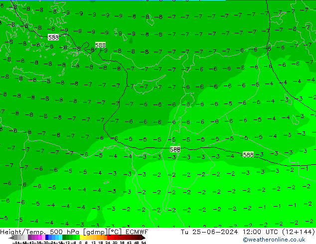 Z500/Rain (+SLP)/Z850 ECMWF вт 25.06.2024 12 UTC