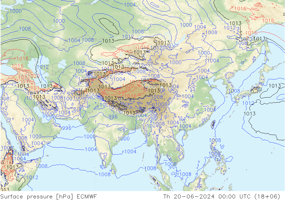 Luchtdruk (Grond) ECMWF do 20.06.2024 00 UTC