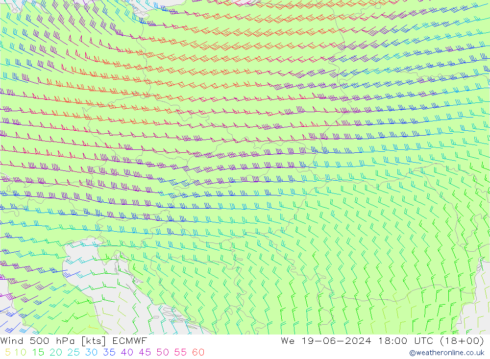 Wind 500 hPa ECMWF St 19.06.2024 18 UTC