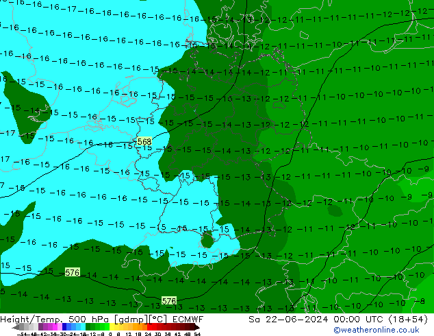 Z500/Rain (+SLP)/Z850 ECMWF 星期六 22.06.2024 00 UTC