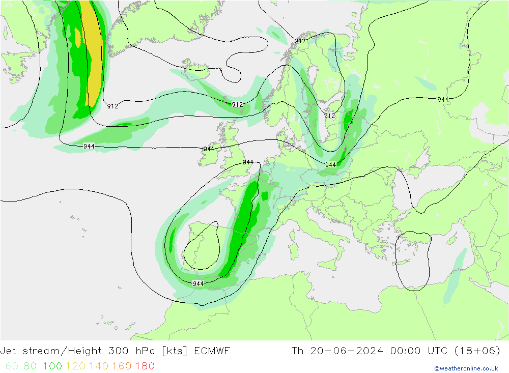 高速氣流 ECMWF 星期四 20.06.2024 00 UTC