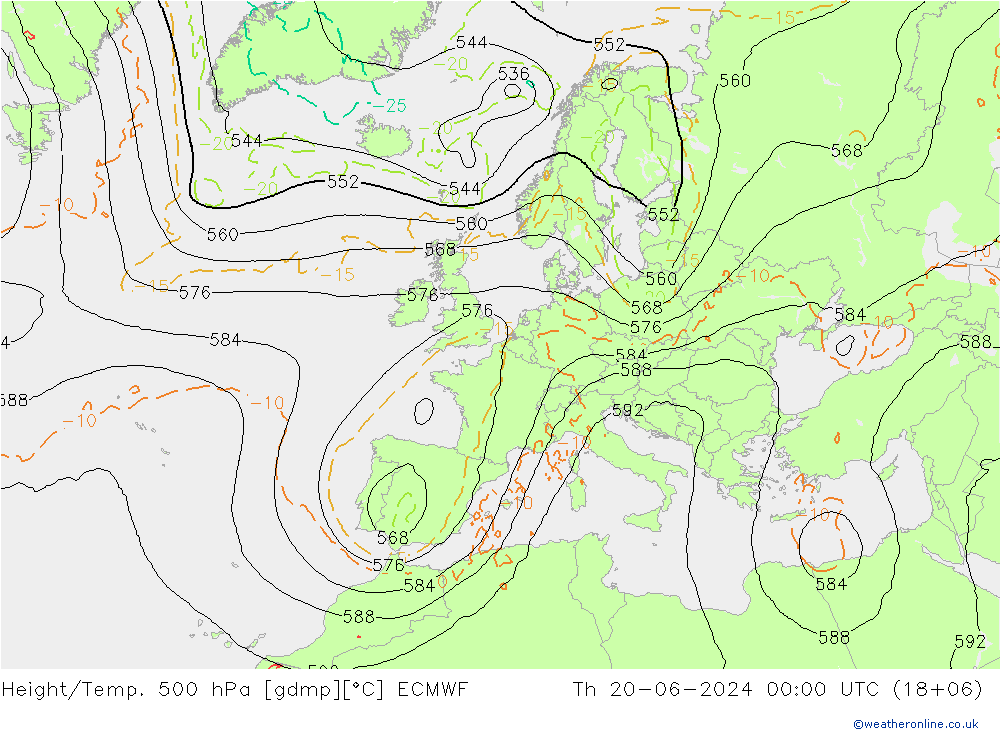 Z500/Rain (+SLP)/Z850 ECMWF jue 20.06.2024 00 UTC