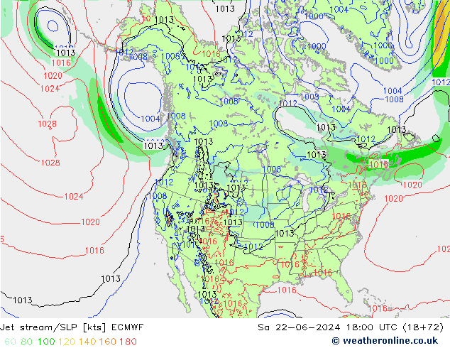 джет/приземное давление ECMWF сб 22.06.2024 18 UTC