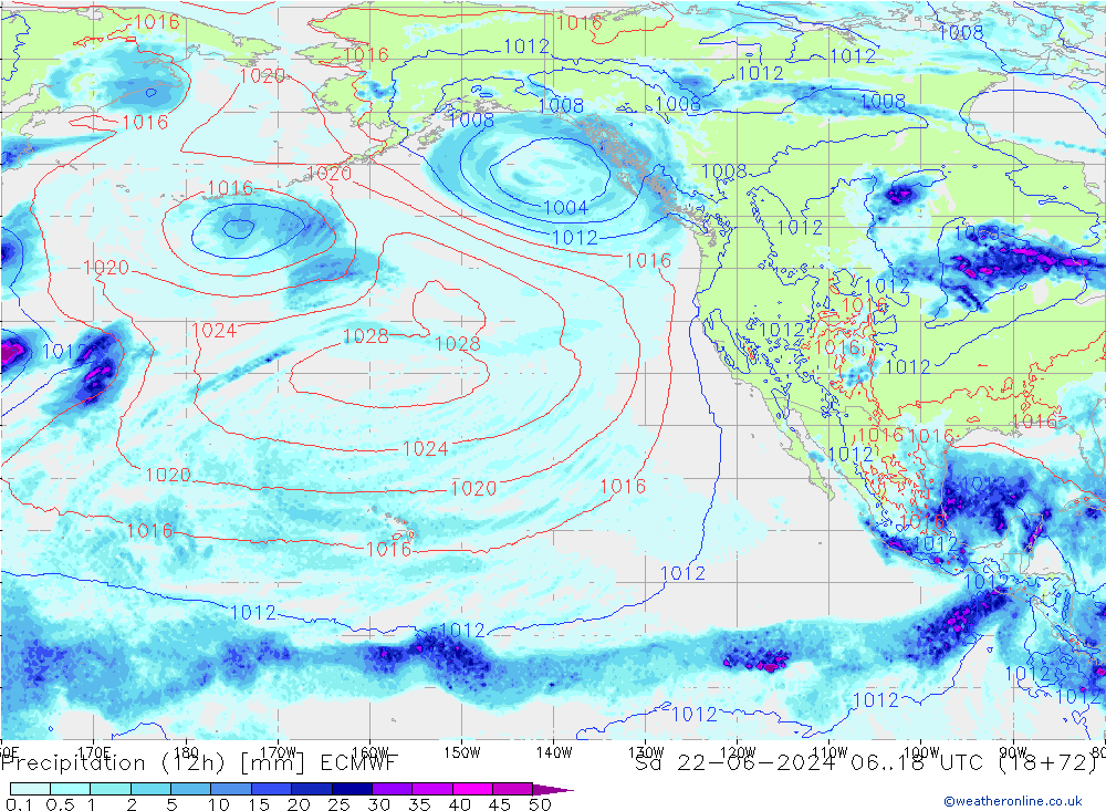 Yağış (12h) ECMWF Cts 22.06.2024 18 UTC