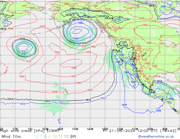 High wind areas ECMWF Fr 21.06.2024 12 UTC