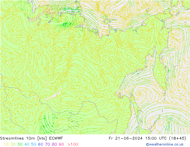 Rüzgar 10m ECMWF Cu 21.06.2024 15 UTC