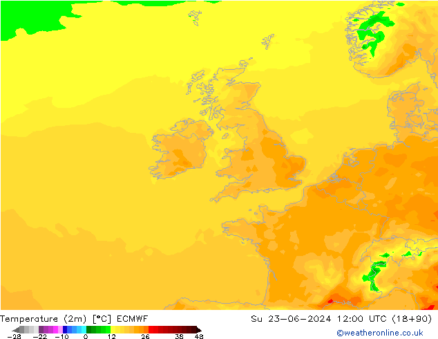 Temperature (2m) ECMWF Ne 23.06.2024 12 UTC