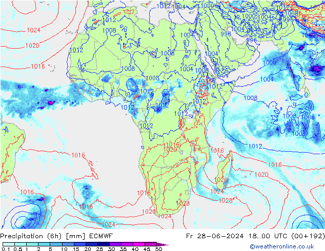 Z500/Rain (+SLP)/Z850 ECMWF ven 28.06.2024 00 UTC