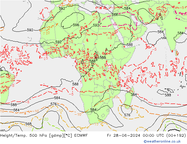 Z500/Rain (+SLP)/Z850 ECMWF ven 28.06.2024 00 UTC