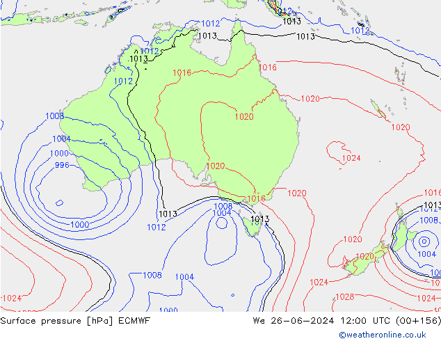 Atmosférický tlak ECMWF St 26.06.2024 12 UTC