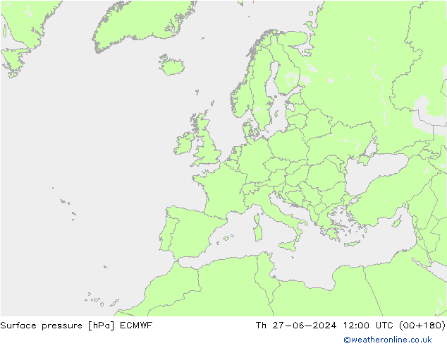 Pressione al suolo ECMWF gio 27.06.2024 12 UTC