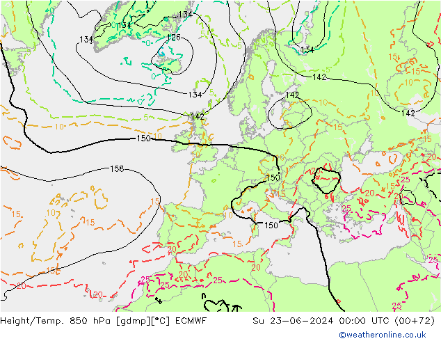 Z500/Rain (+SLP)/Z850 ECMWF Ne 23.06.2024 00 UTC