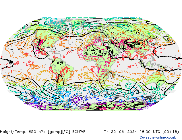 Z500/Rain (+SLP)/Z850 ECMWF Čt 20.06.2024 18 UTC