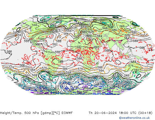 Z500/Rain (+SLP)/Z850 ECMWF Čt 20.06.2024 18 UTC