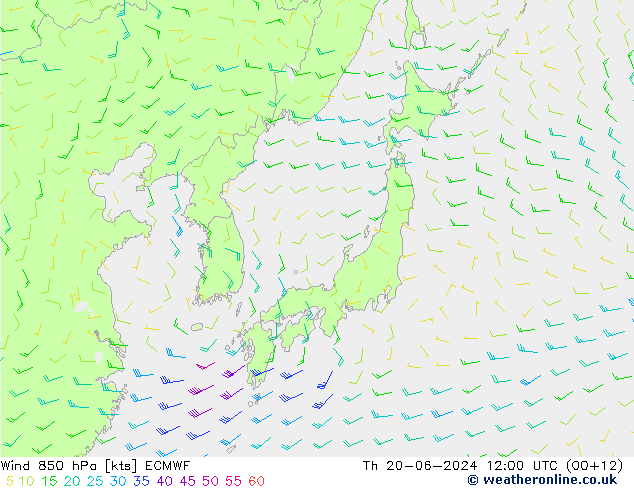 Vent 850 hPa ECMWF jeu 20.06.2024 12 UTC