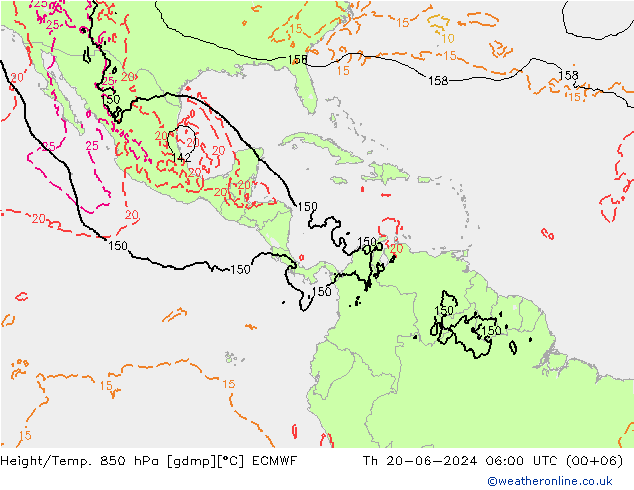 Z500/Rain (+SLP)/Z850 ECMWF Th 20.06.2024 06 UTC