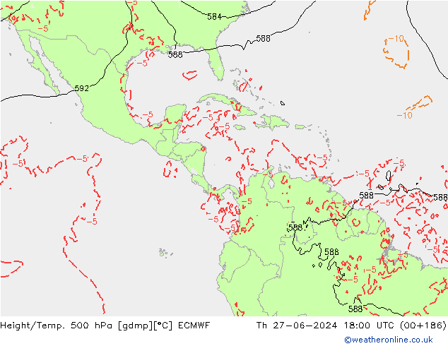 Geop./Temp. 500 hPa ECMWF jue 27.06.2024 18 UTC