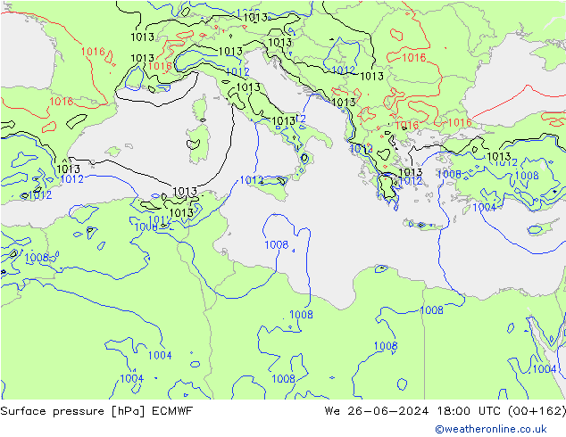 Yer basıncı ECMWF Çar 26.06.2024 18 UTC