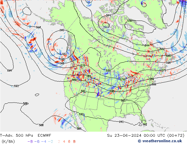 T-Adv. 500 hPa ECMWF dom 23.06.2024 00 UTC