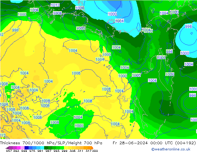 Thck 700-1000 hPa ECMWF Pá 28.06.2024 00 UTC