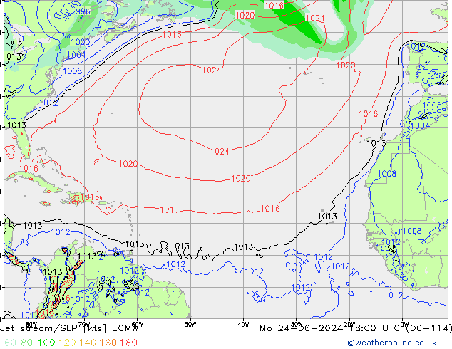 Polarjet/Bodendruck ECMWF Mo 24.06.2024 18 UTC