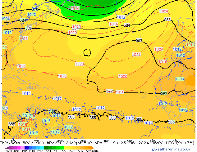 Thck 500-1000hPa ECMWF Su 23.06.2024 06 UTC