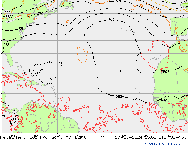 Z500/Rain (+SLP)/Z850 ECMWF Th 27.06.2024 00 UTC