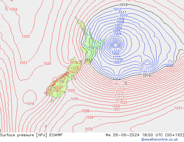 Luchtdruk (Grond) ECMWF wo 26.06.2024 18 UTC