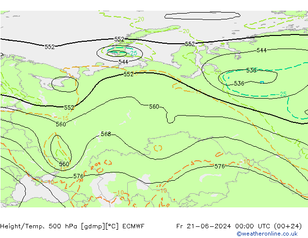Z500/Rain (+SLP)/Z850 ECMWF ven 21.06.2024 00 UTC