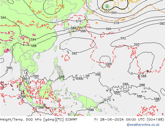 Z500/Rain (+SLP)/Z850 ECMWF Pá 28.06.2024 06 UTC