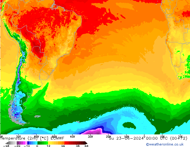 Sıcaklık Haritası (2m) ECMWF Paz 23.06.2024 00 UTC