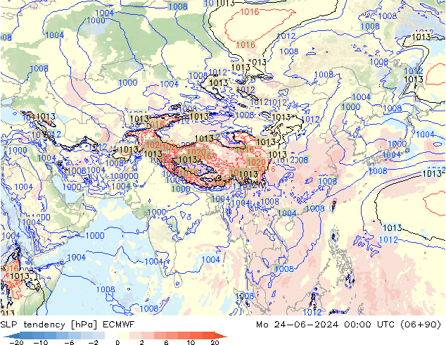тенденция давления ECMWF пн 24.06.2024 00 UTC