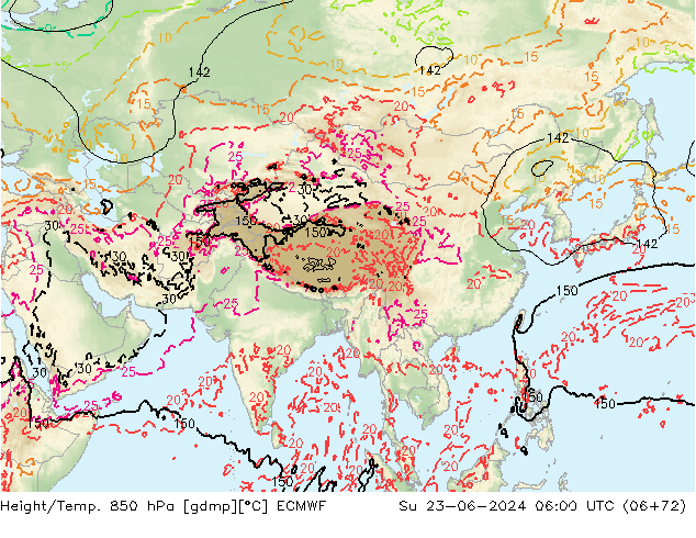 Z500/Rain (+SLP)/Z850 ECMWF  23.06.2024 06 UTC