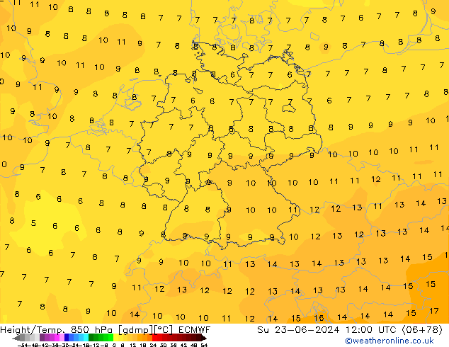 Z500/Rain (+SLP)/Z850 ECMWF Ne 23.06.2024 12 UTC