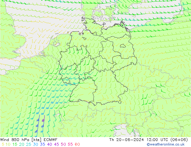 Wind 850 hPa ECMWF Th 20.06.2024 12 UTC