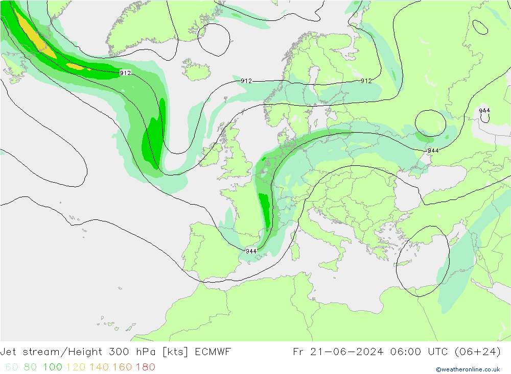 Straalstroom ECMWF vr 21.06.2024 06 UTC