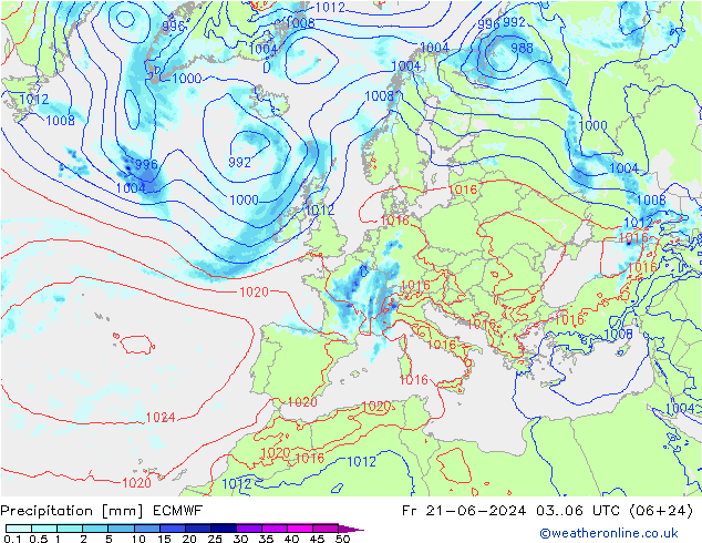 降水 ECMWF 星期五 21.06.2024 06 UTC