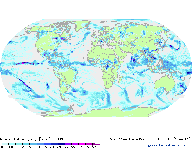 Yağış (6h) ECMWF Paz 23.06.2024 18 UTC