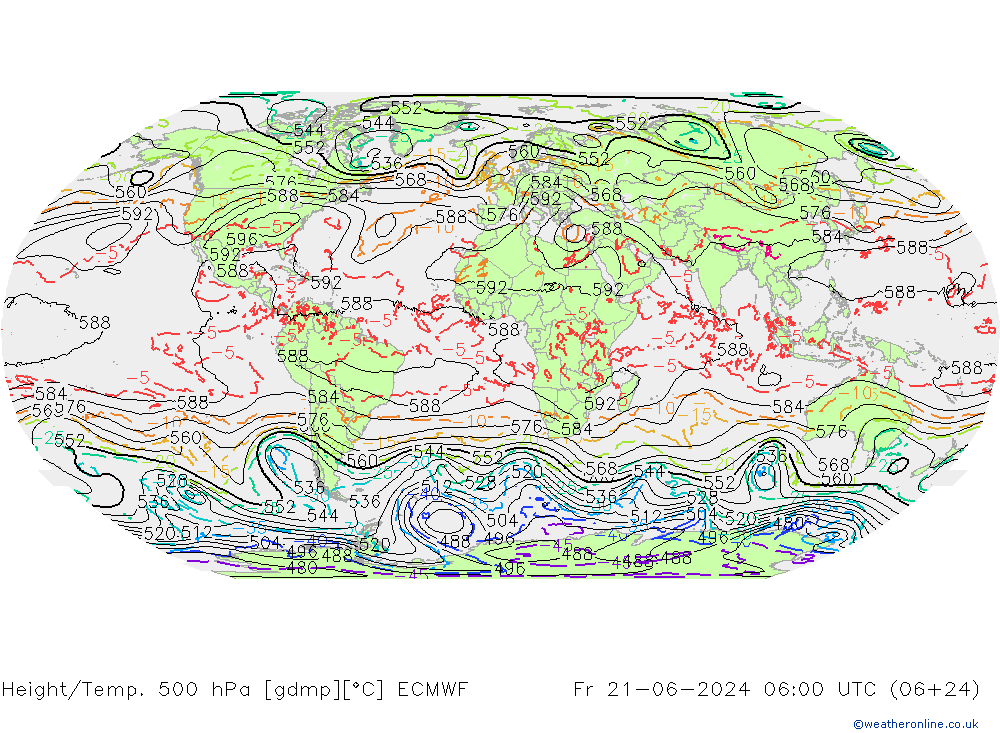 Z500/Rain (+SLP)/Z850 ECMWF ven 21.06.2024 06 UTC