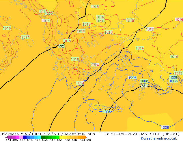 Espesor 500-1000 hPa ECMWF vie 21.06.2024 03 UTC